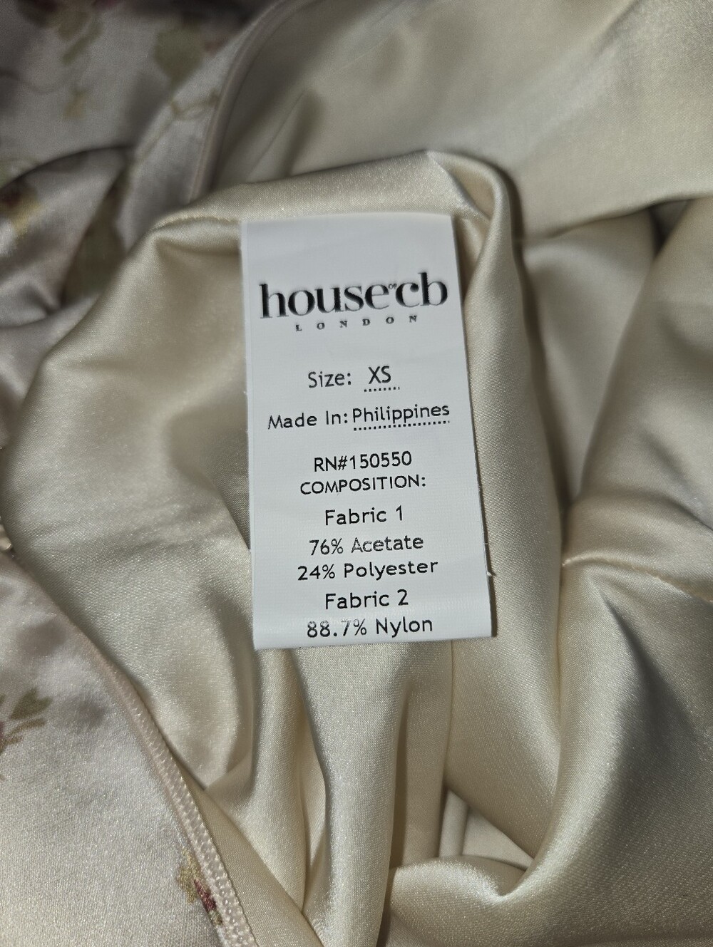 House of CB Felicity [Size XS] Floral Ivory Satin Lace Midi Coquette Dress - Picture 2 of 15